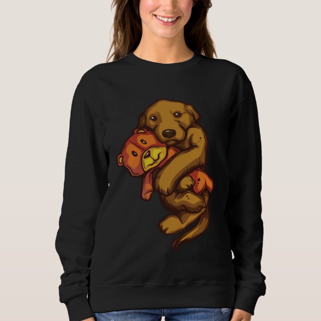 Golden Retriever Puppy Hug Teddy Bear Sweatshirt (Vorderseite)