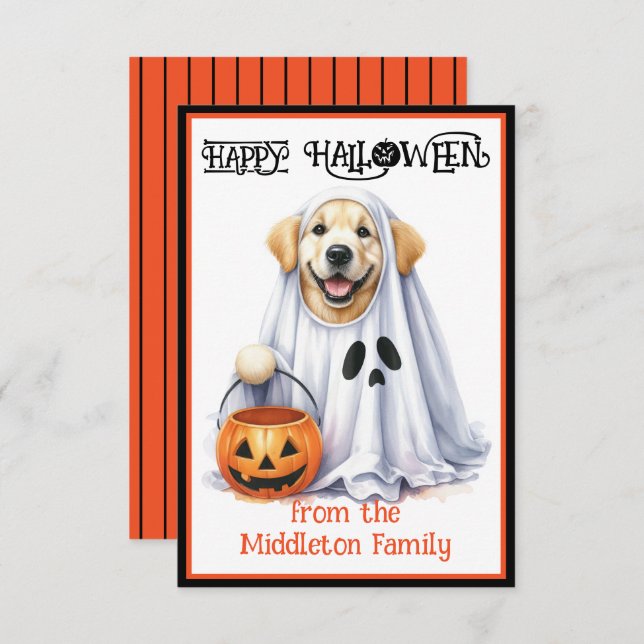 Golden Retriever Puppy Hund Happy Halloween Mitteilungskarte (Vorne/Hinten)