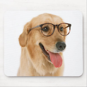 Golden Retriever Puppy Hund mit Brille Mousepad