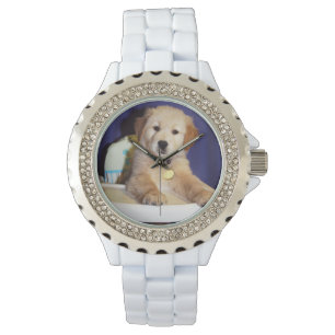 Golden Retriever Puppy im Hochstuhl Armbanduhr
