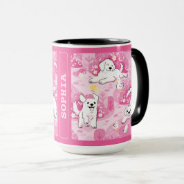 Golden Retriever Puppy in Pink Garden Tasse