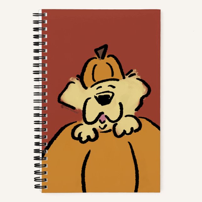 Golden Retriever Puppy in Pumpkin - Rot - Notizbuch (Vorderseite)