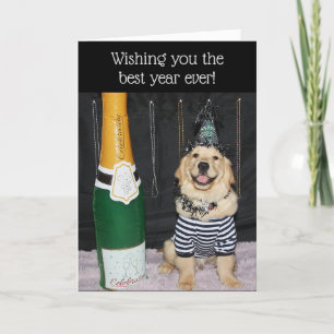 Golden Retriever Puppy New Year Wains Feiertagskarte