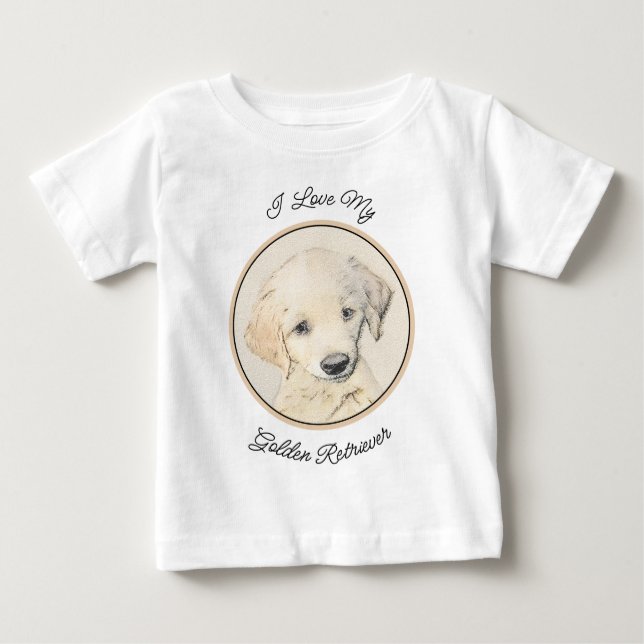 Golden Retriever Puppy Painting - Original Dog Art Baby T-shirt (Vorderseite)