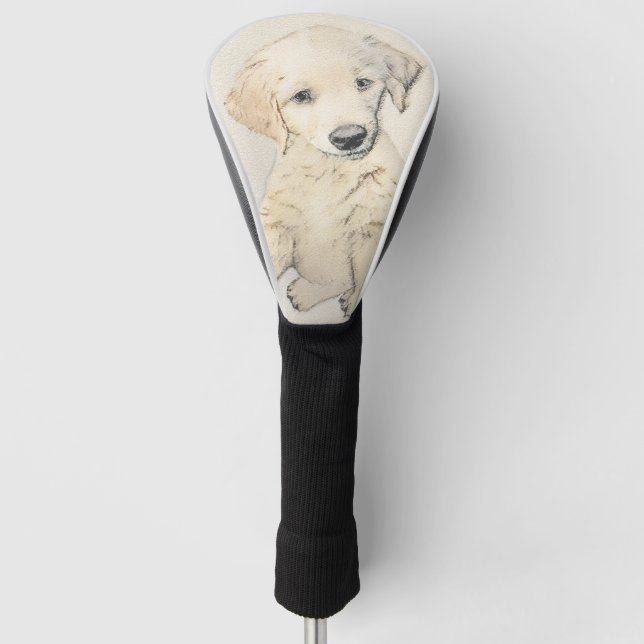 Golden Retriever Puppy Painting - Original Dog Art Golf Headcover (Vorderseite)