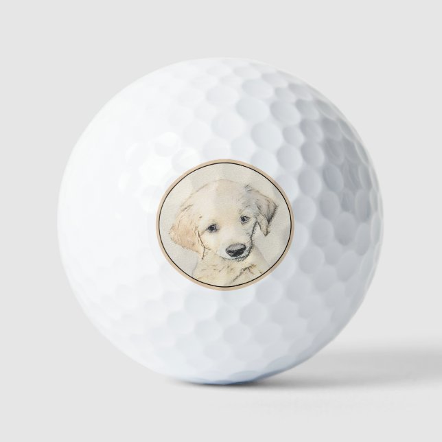 Golden Retriever Puppy Painting - Original Dog Art Golfball (Vorderseite)