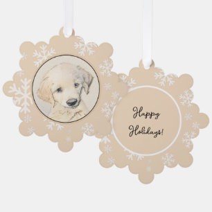 Golden Retriever Puppy Painting - Original Dog Art Ornament Karte