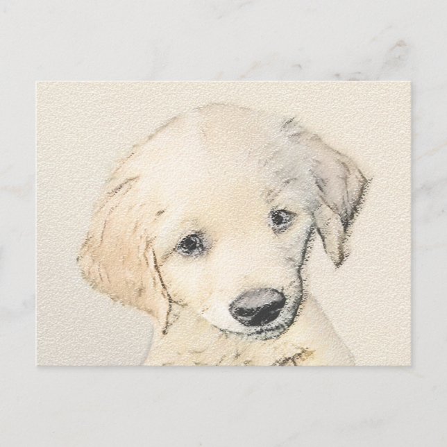 Golden Retriever Puppy Painting - Original Dog Art Postkarte (Vorderseite)