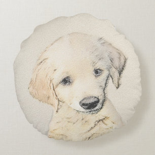 Golden Retriever Puppy Painting - Original Dog Art Rundes Kissen