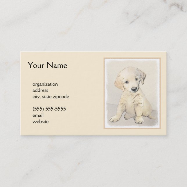 Golden Retriever Puppy Painting - Original Dog Art Visitenkarte (Vorderseite)