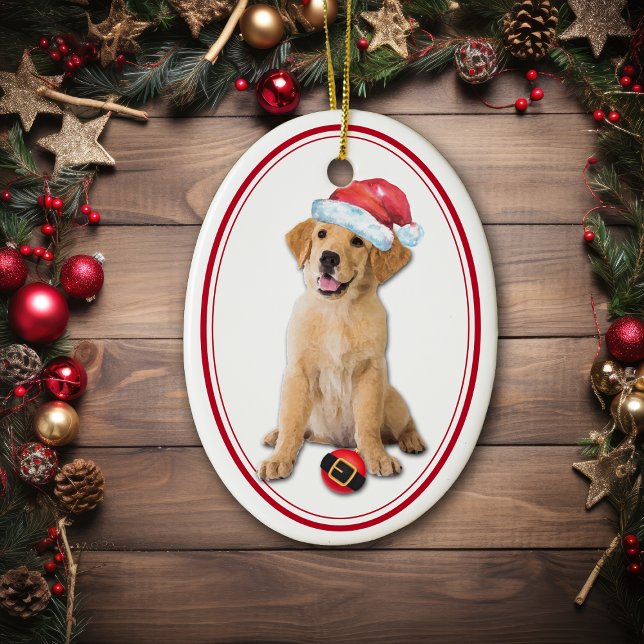 Golden Retriever Puppy Santa Bulb Weihnachten Keramik Ornament (Von Creator hochgeladen)