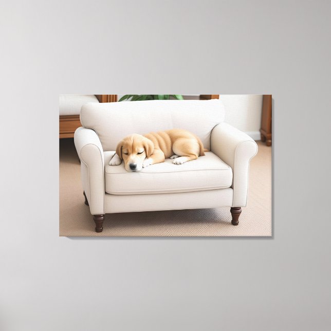 Golden Retriever Puppy Schlafen Leinwanddruck (Vorderseite)