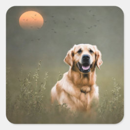 Golden Retriever Quadratischer Aufkleber