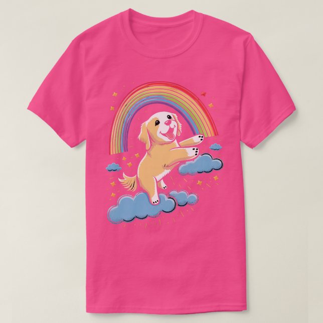 Golden Retriever Rainbow Cloud Niedlicher Tiere Ka T-Shirt (Design vorne)