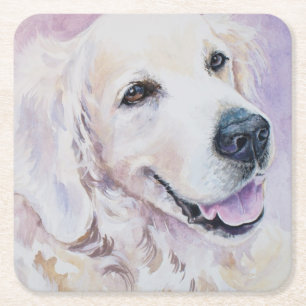 Golden retriever rechteckiger pappuntersetzer