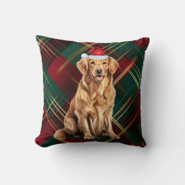 Golden Retriever Red Green Holiday Kariert Weihnac Kissen