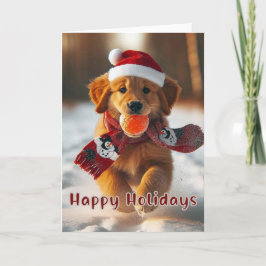Golden Retriever Red Puppy Christmas Card Feiertagskarte