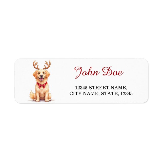 Golden Retriever Reindeer Christmas Return Address (Vorne)