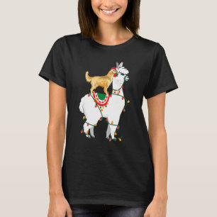 Golden Retriever Reiten Llama Lights Santa Christ T-Shirt