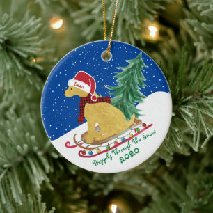 Golden Retriever Reiten Xmas Tree Schlitten Keramik Ornament