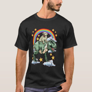 Golden Retriever Reitet auf einem Dinosaurier Dino T-Shirt