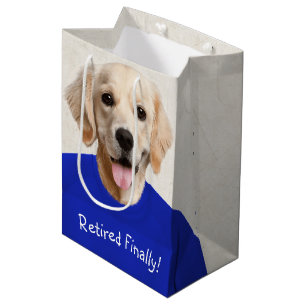 Golden Retriever Retirement Spaß Medium Gift Bag Mittlere Geschenktüte