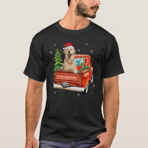 Golden Retriever Ride Red Truck Weihnachten Dog Pa T-Shirt