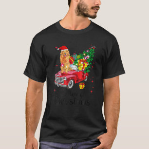 Golden Retriever Ride Red Truck Weihnachten Pajama T-Shirt