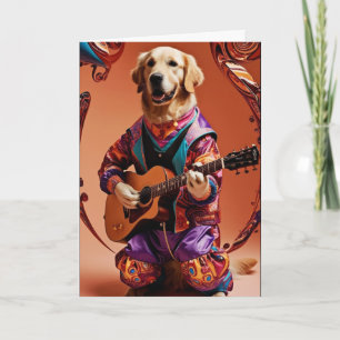 Golden Retriever Rock Star Card Karte