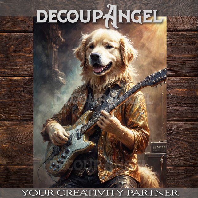 Golden Retriever Rockstar - Vert. - Entkoppelung - Seidenpapier (Von Creator hochgeladen)