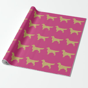 Golden Retriever Rosa Glitzer Geschenkpapier