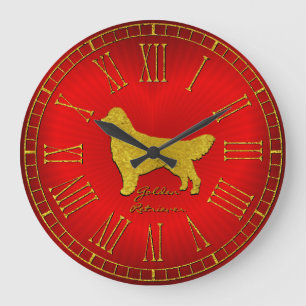 Golden retriever-Rot-Herz Große Wanduhr