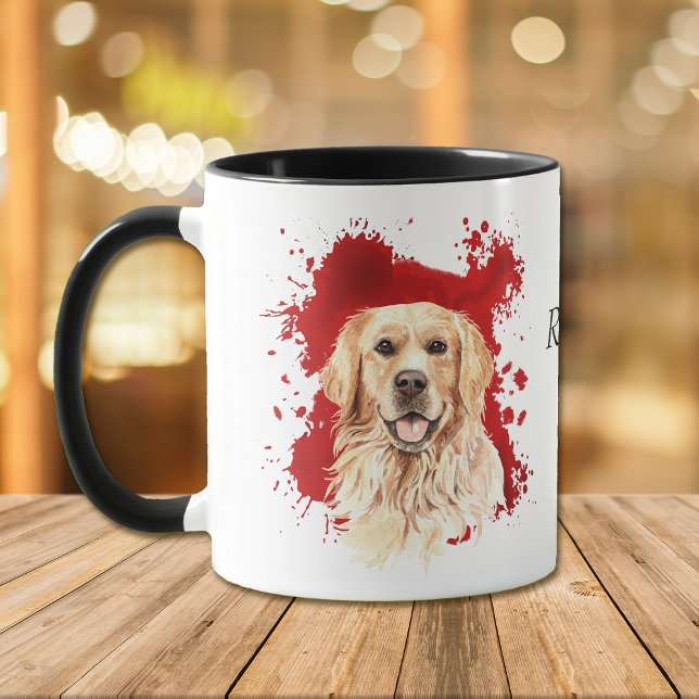 Golden Retriever Roter Abstrakter Hintergrund Tasse (Von Creator hochgeladen)
