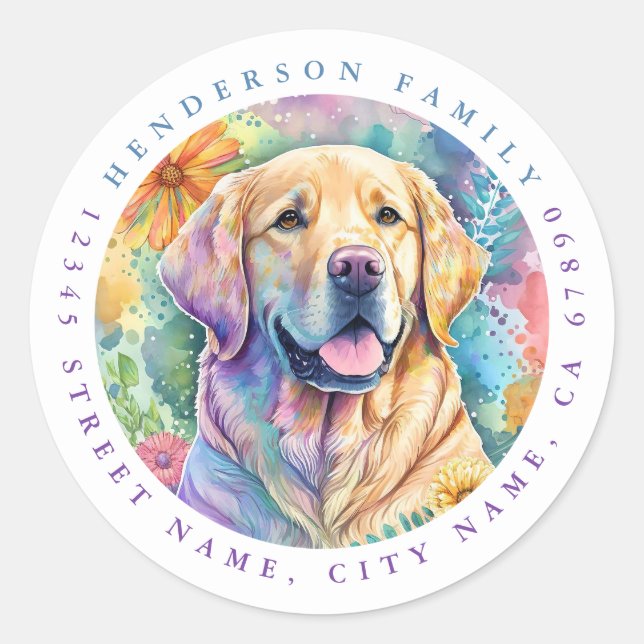 Golden Retriever Round Stickers (Vorderseite)