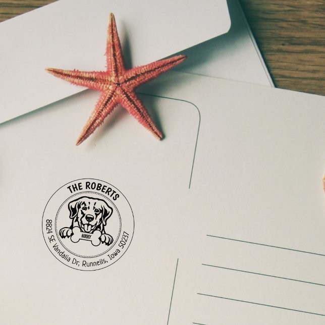 Golden Retriever Rücksendeadresse Gummistempel (Von Creator hochgeladen)