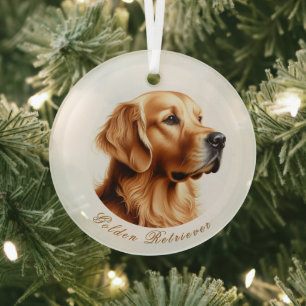 Golden Retriever Rund Ornament Aus Glas