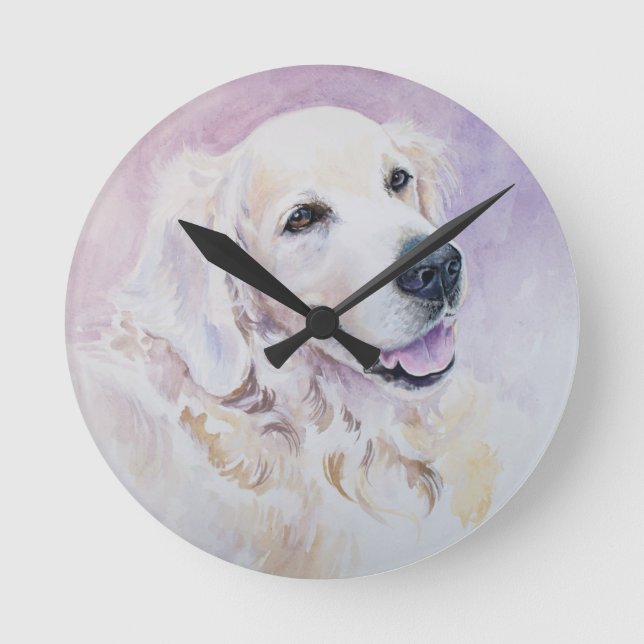Golden Retriever Runde Wanduhr (Vorderseite)