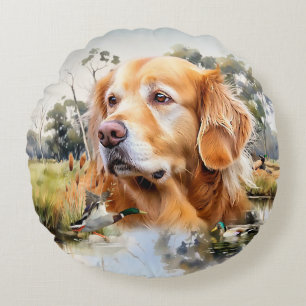 Golden Retriever Rundes Kissen