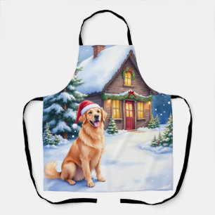 Golden Retriever Rustic Cabin Santa Hut Weihnachte Schürze