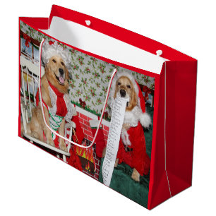 Golden retriever Sankt und Frau Klaus Große Geschenktüte