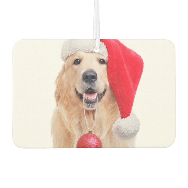 Golden Retriever Santa Air Freshener Autolufterfrischer (Vorderseite)