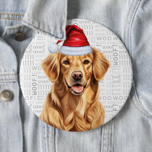 Golden Retriever Santa Dog Hintergrund Button