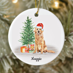 Golden Retriever Santa Dog Personalisierte Weihnac Keramik Ornament