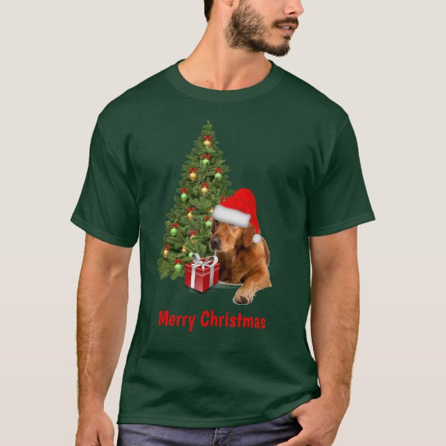 Golden Retriever Santa Dog Weihnachten T-Shirt (Vorderseite)