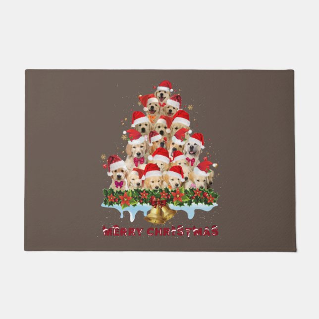 Golden Retriever Santa Hat Xmas Dogs Merry Christm Fußmatte (Vorderseite)