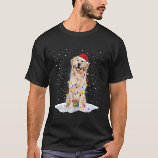 Golden Retriever Santa Tree Lights T-Shirt