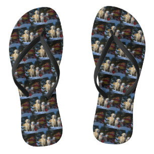 Golden Retriever Schnee-Schlitten Weihnachtsdekora Flip Flops