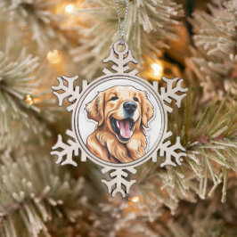 Golden Retriever Schneeflocken Zinn-Ornament