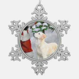 Golden Retriever Schneeflocken Zinn-Ornament