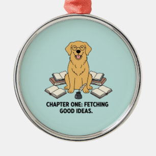 Golden Retriever Schriftsteller Gelehrter Akademik Ornament Aus Metall
